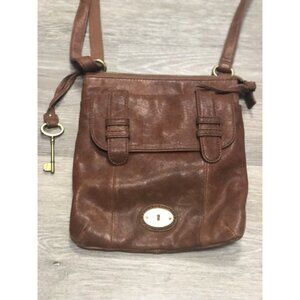 Fossil Vintage Genuine Brown Leather Handbag Hobo Shoulder Bag‎ Crossbody